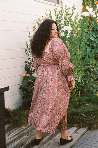 The Adelia Dress Extended | Wine Paisley