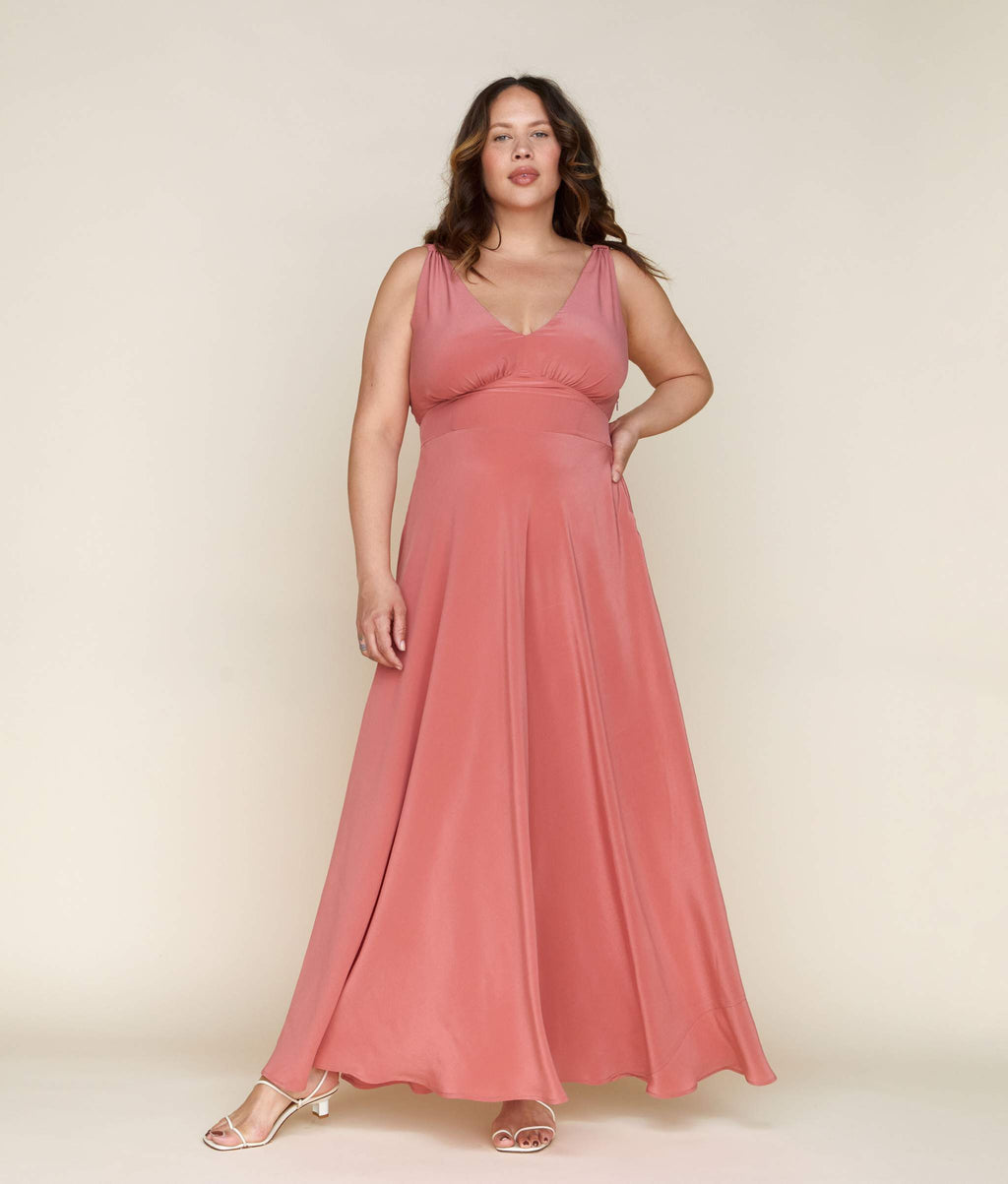 The Angelica Dress in Dusty Rose Silk, Size Medium | ANTELIZA