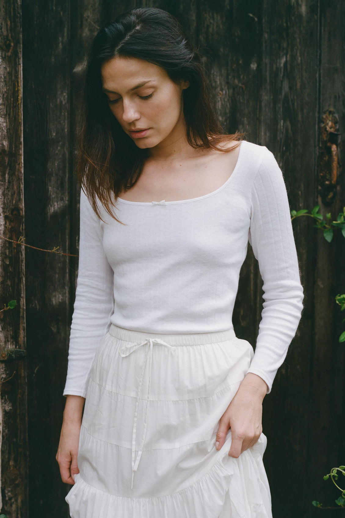 The Lita Tee | Ivory Regenerative Pointelle