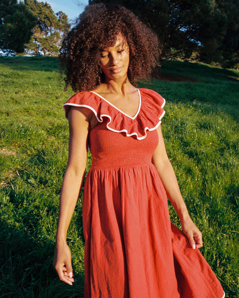 The Cierra Dress Petites | Rojo Khadi – Christy Dawn