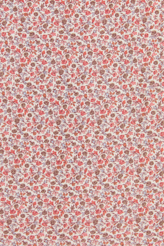 Floral pattern with small red and brown flowers on a light background
