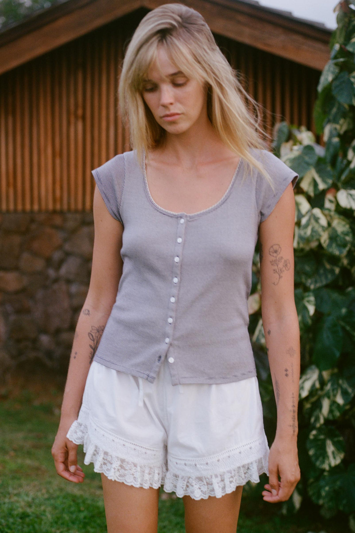 The Bridget Tee | Navy Stripe