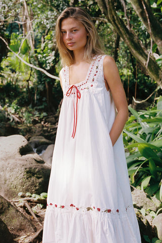 The Eleadora Dress in Strawberry Pearl, Size XL, Organic Cotton