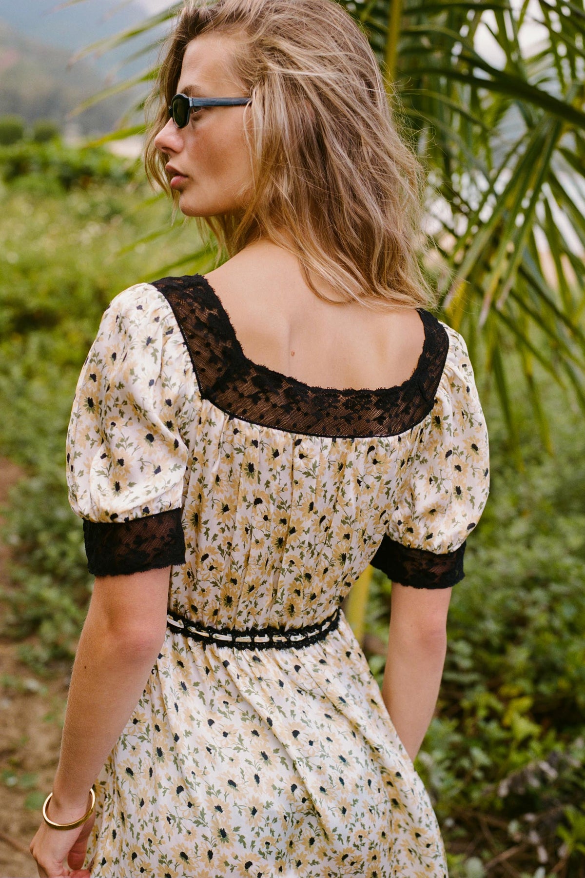 sunflower design dress Liana Navy Sunflower Dress Little Wings Factory