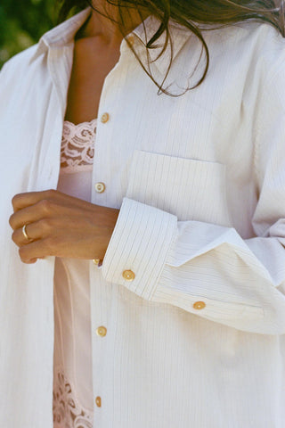 The Mirren Shirt | Alabaster Pinstripe