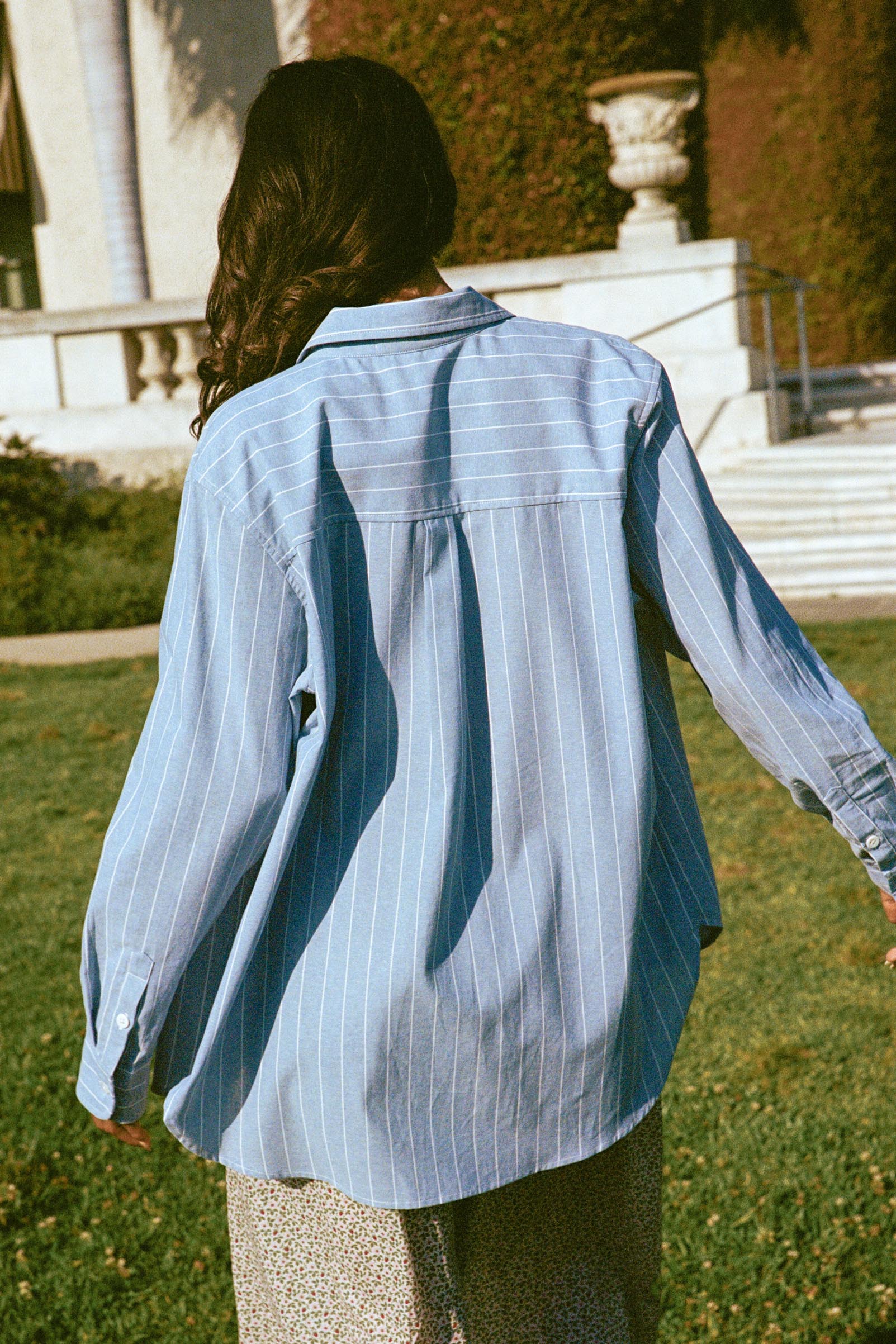 The Mirren Shirt | Spruce Pinstripe – Christy Dawn