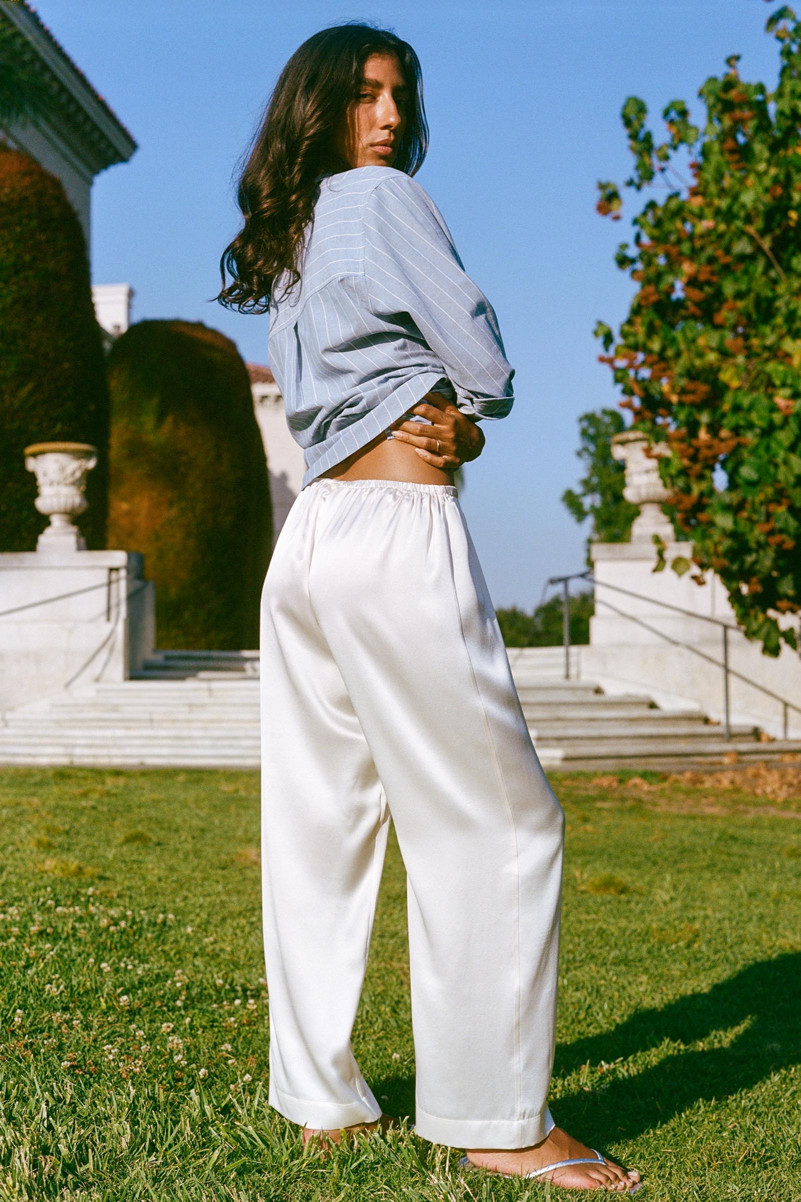 The Santiago Pant | Pearl Silk – Christy Dawn
