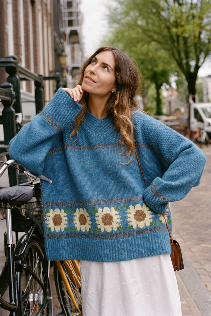 The Bertha Sweater | Sky Flowers