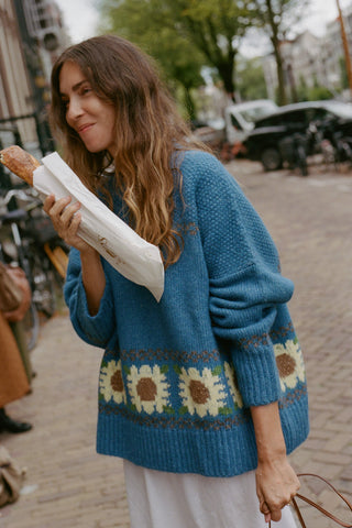 The Bertha Sweater | Sky Flowers