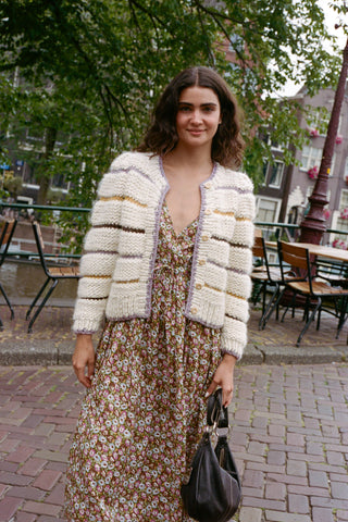 The Leandra Cardigan | Cool Desert Stripes