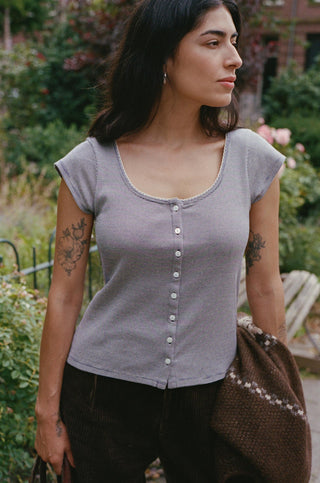 The Bridget Tee | Navy Stripe