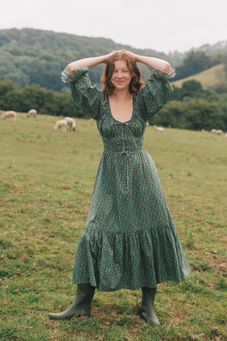 raquel green dress Raquel Blush Floral Green Maxi Dress