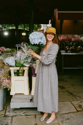 gingham dress designer Michelle Gingham Midi Dress