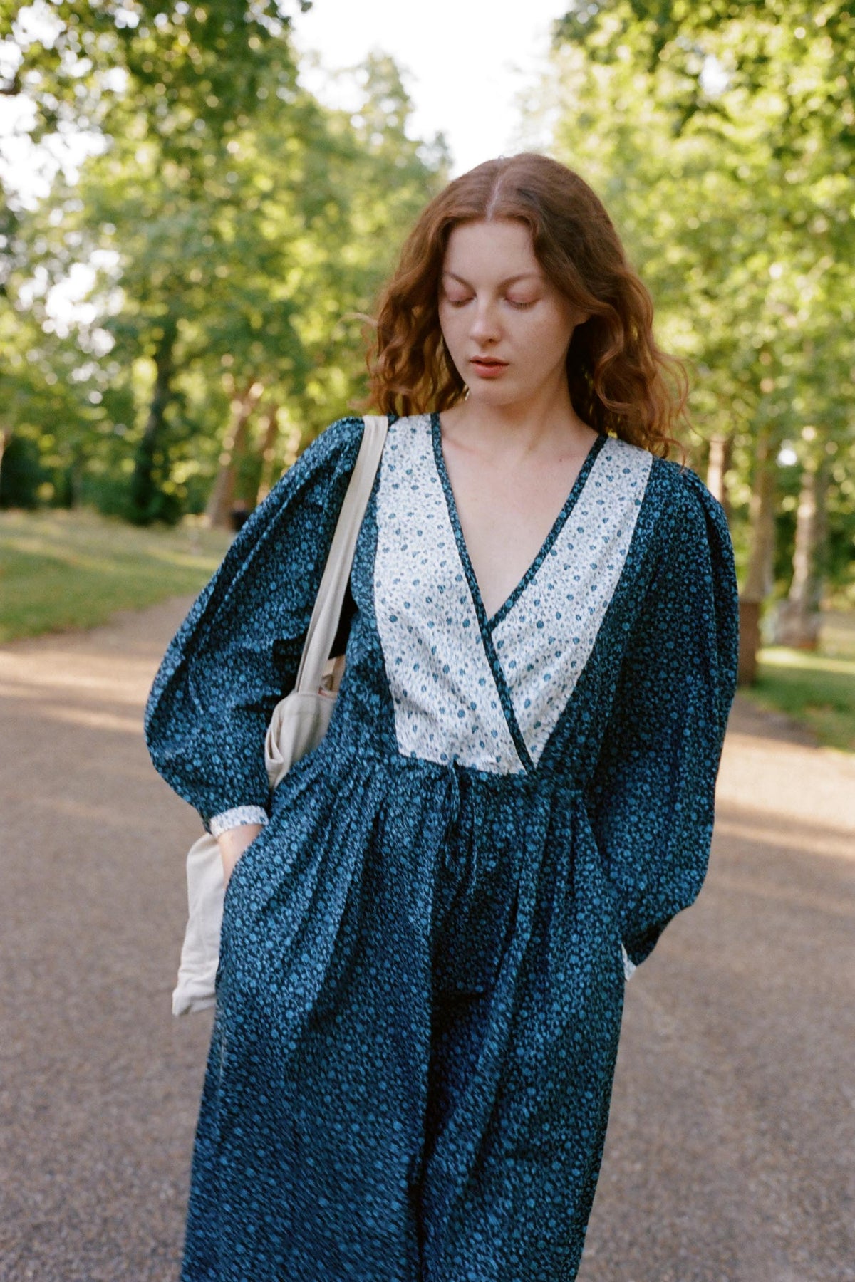 The Azure Dress in Chrysanthemum Vine, Size Small, Organic Cotton | Pf25 The Azure Dress in Chrysanthemum Vine, Size Small, Organic Cotton | Pf25