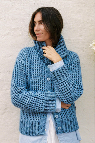 The Nilton Cardigan | Basketweave Blue