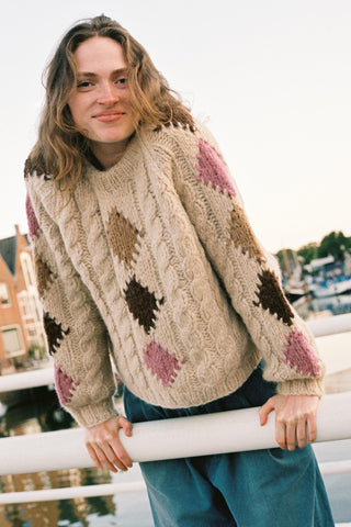 The Ricky Sweater | Oatmeal Argyle