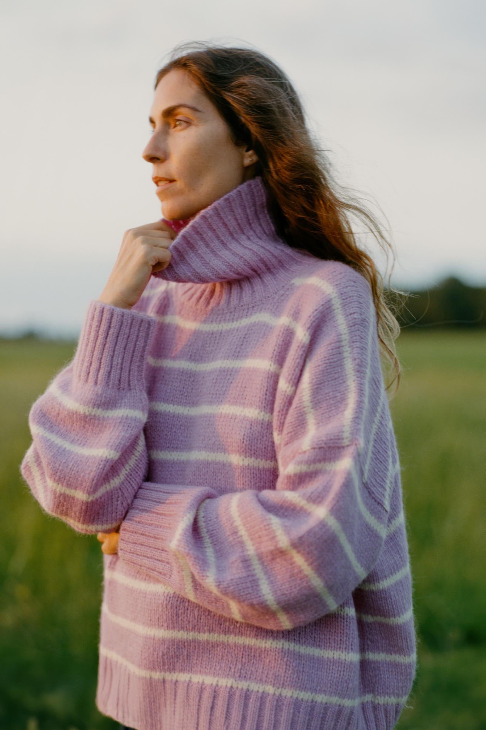【極美品】lavender gray check stina S The Ingrid Sweater | Dried Lilac Stripe – Christy Dawn