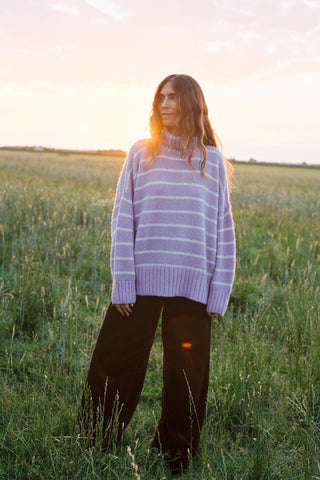 The Ingrid Sweater | Dried Lilac Stripe