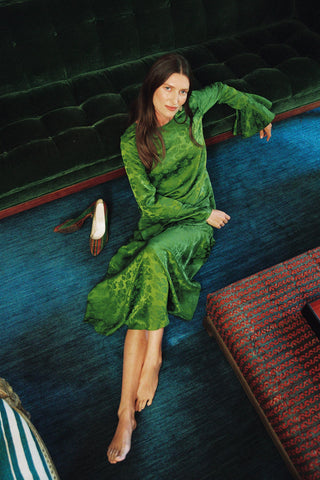 The Josette Dress | Emerald Jacquard