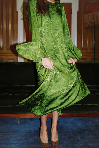 The Josette Dress | Emerald Jacquard