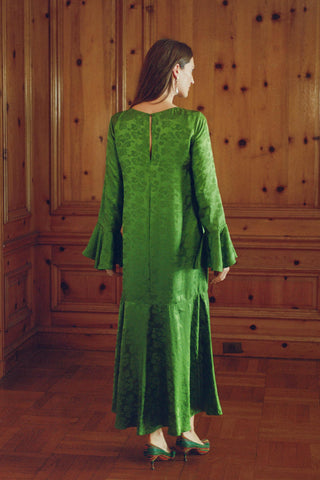 The Josette Dress | Emerald Jacquard