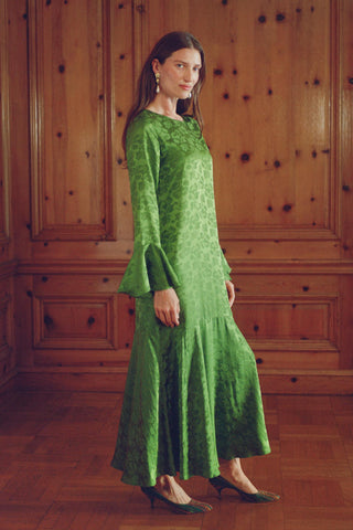 The Josette Dress | Emerald Jacquard