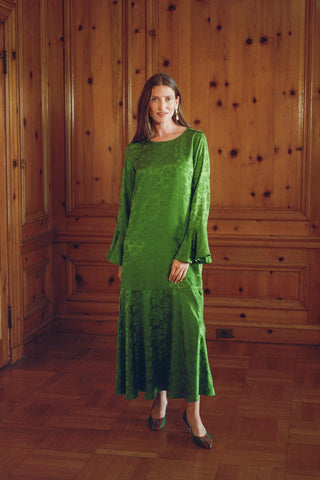 The Josette Dress | Emerald Jacquard