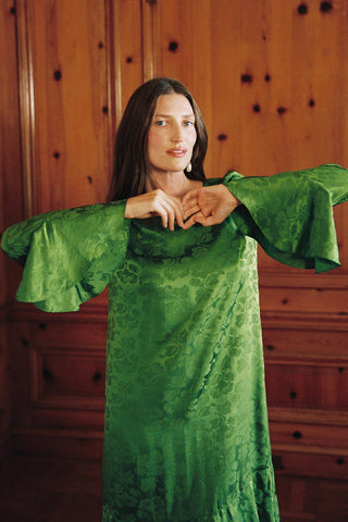 The Josette Dress | Emerald Jacquard