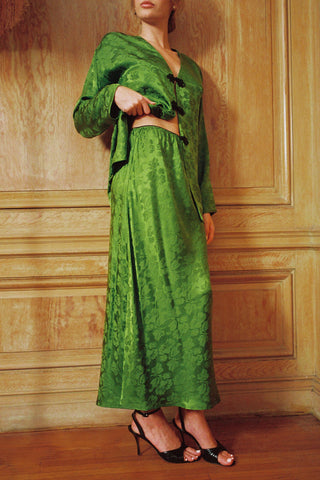 The Helen Bias Skirt | Emerald Jacquard