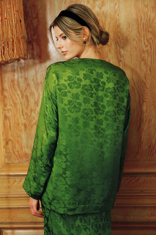 The Geneva Blouse | Emerald Jacquard