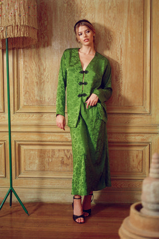 The Geneva Blouse | Emerald Jacquard