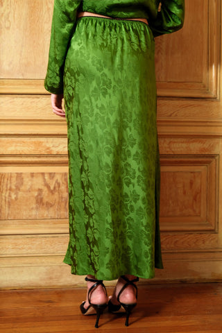 The Helen Bias Skirt | Emerald Jacquard