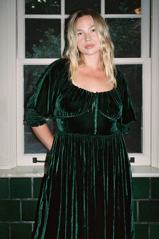 ANDRÉSD curved square velour dress curved square velour dress | ANDRESD