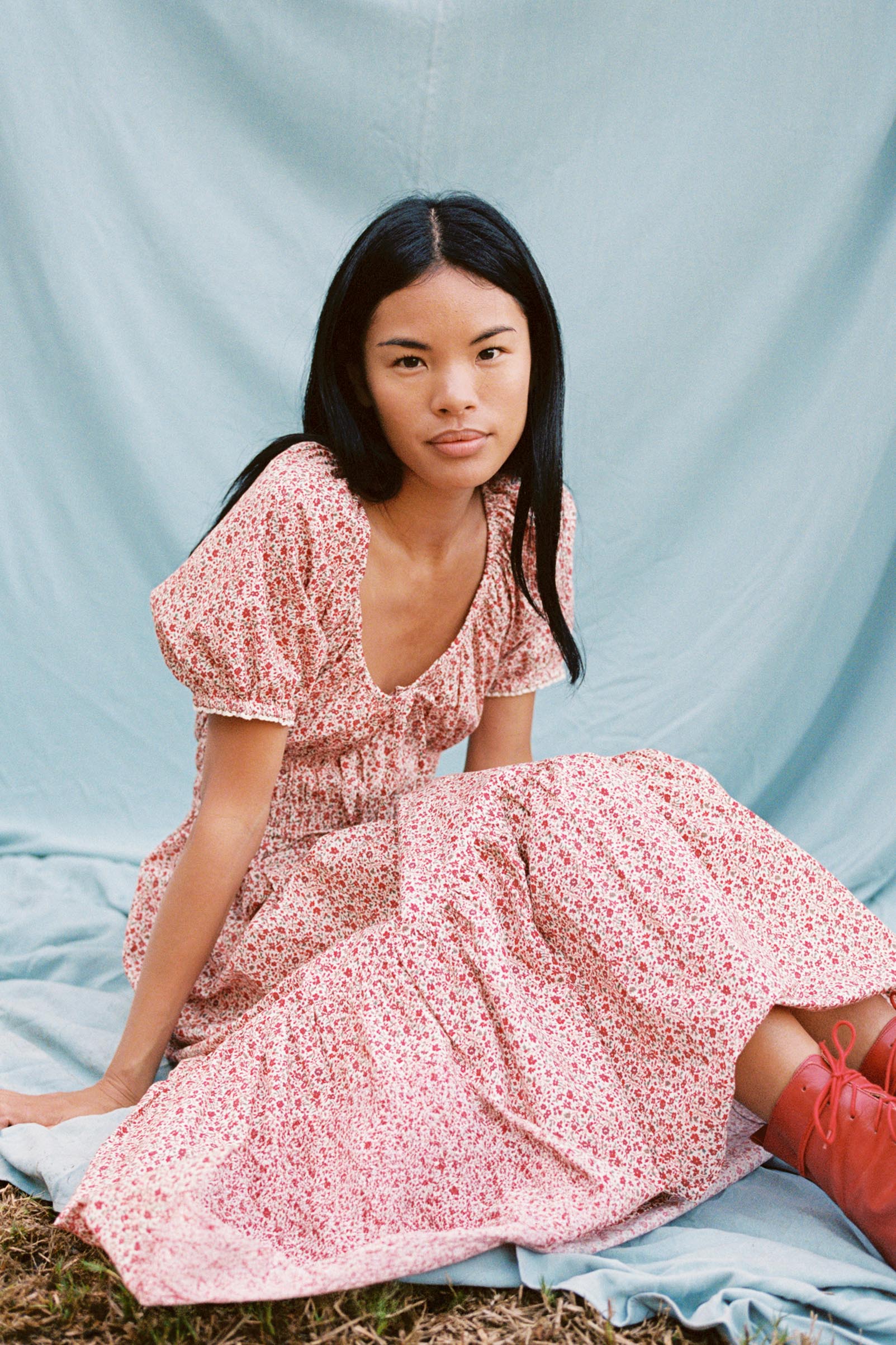 The Brynne Dress | Maroon Calico – Christy Dawn