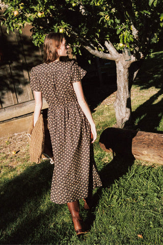 The Dawn Dress | Carob Leaf Ditsy