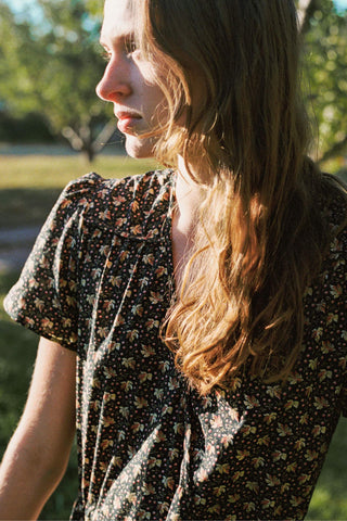 The Dawn Dress | Carob Leaf Ditsy