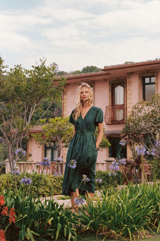 The Dawn Dress | Green Petunia Dot