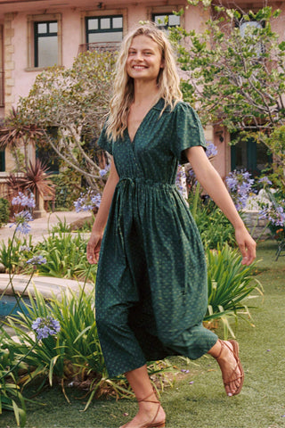 The Dawn Dress | Green Petunia Dot