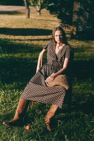 The Dawn Dress | Carob Leaf Ditsy