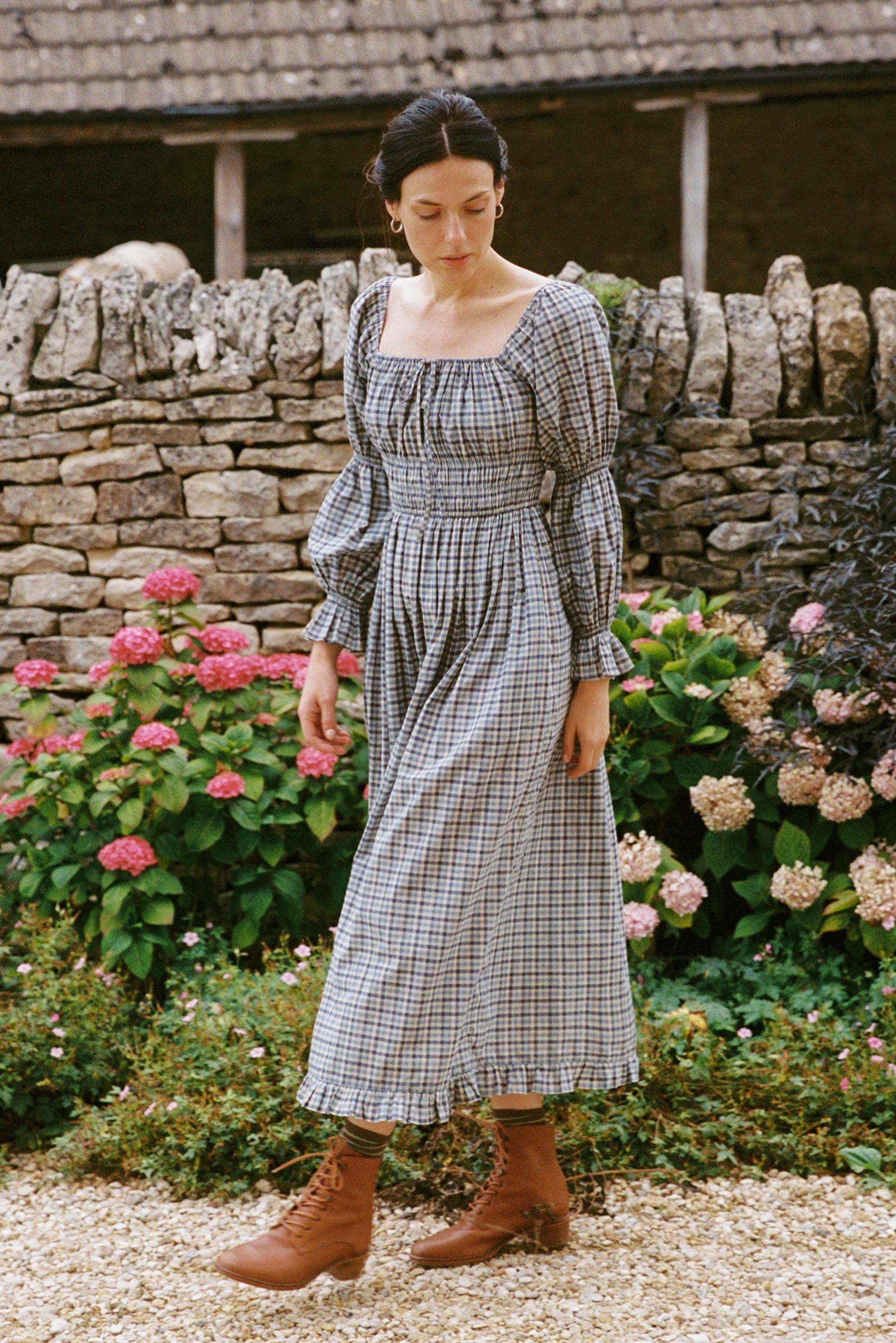 The Adelia Dress | Slate Gingham – Christy Dawn
