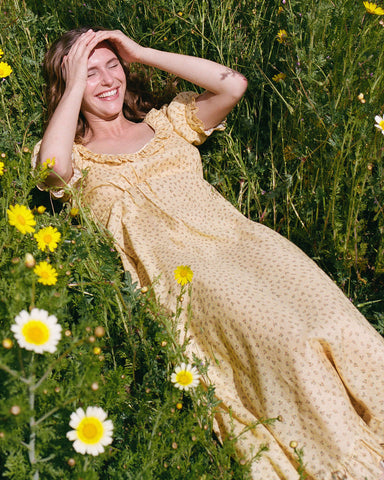 The Meadow Dress | Golden Pollinator Garden Silk-Cotton