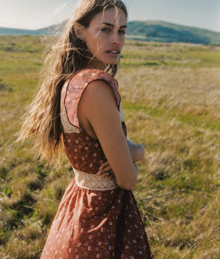 The Polly Dress | Oat Straw Red