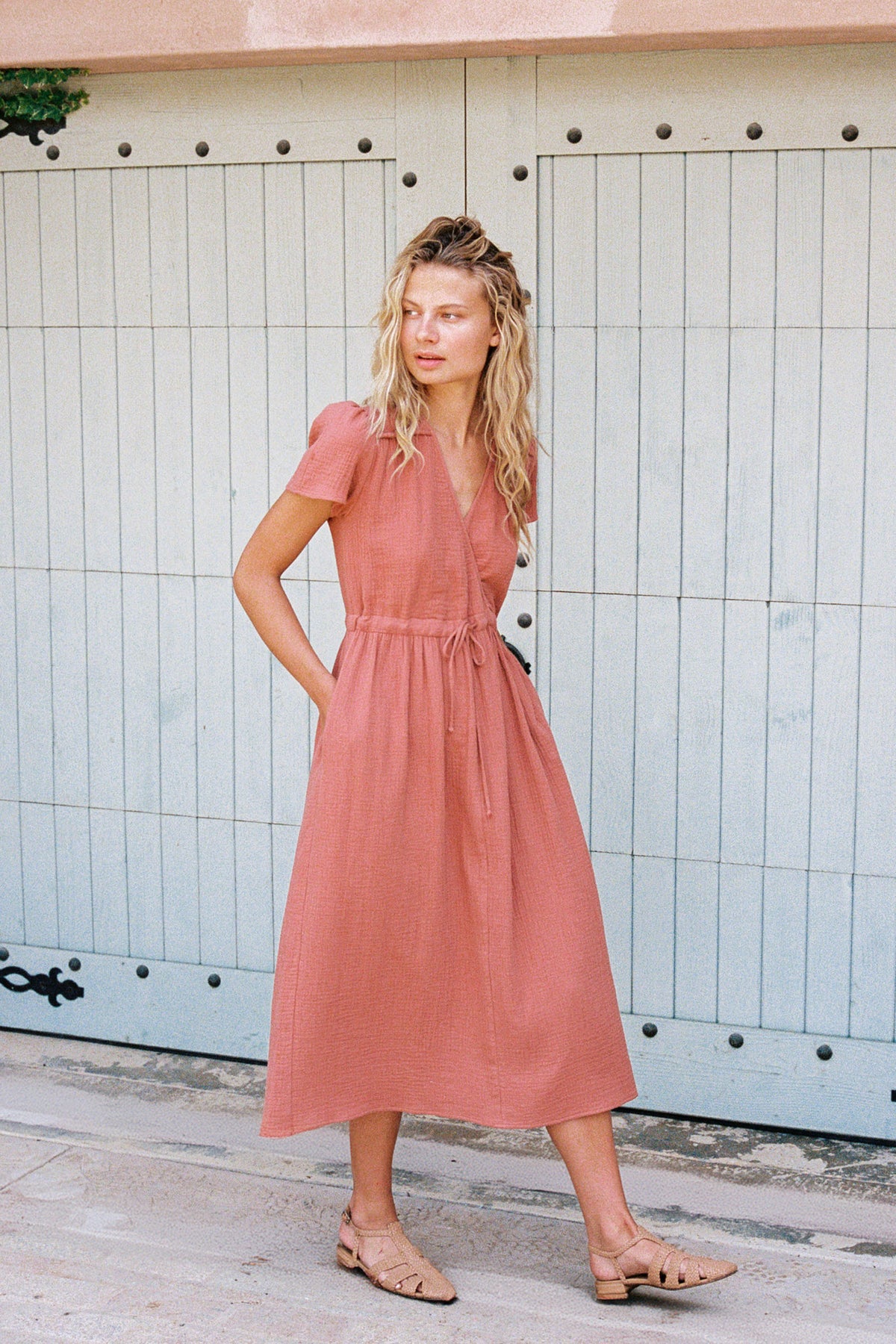 knee length dresses for ladies Terracotta Muslin Girls Dress