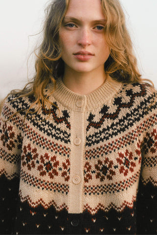 The Thora Cardigan | Fair Isle Noir