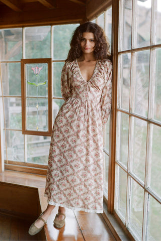 The Venus Dress | Ivory Rose Lattice