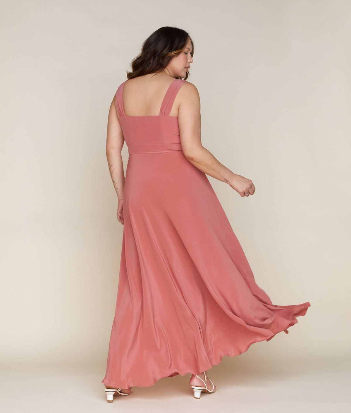 The Angelica Dress in Dusty Rose Silk, Size Small