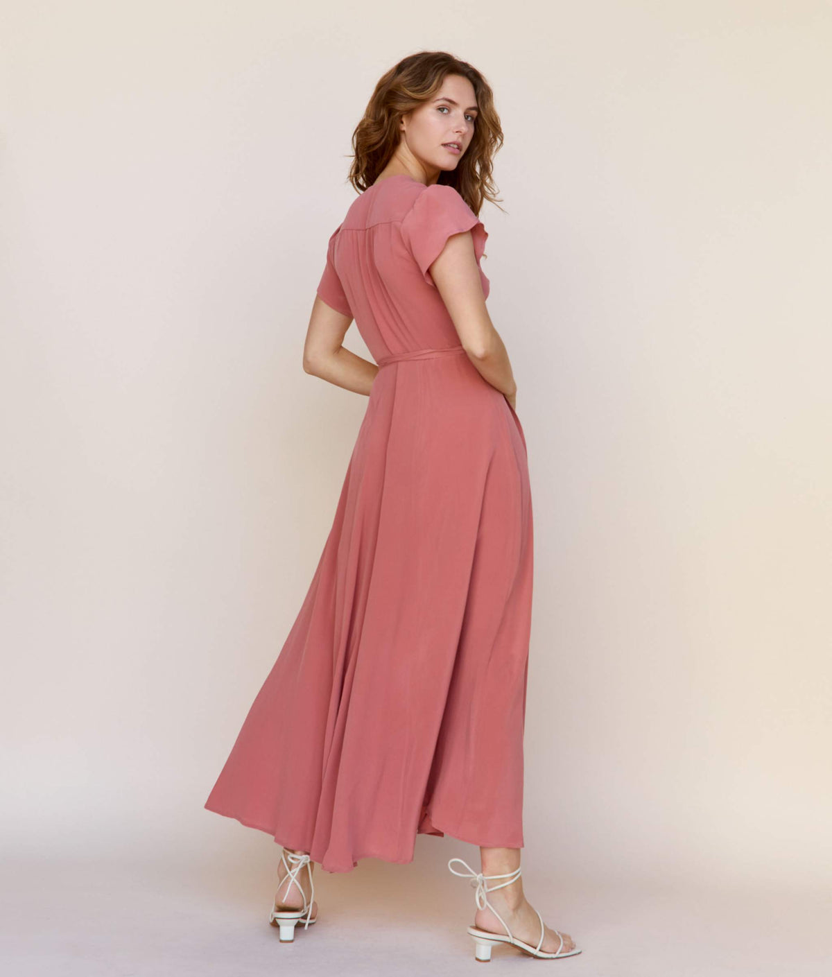 dusty rose fall dress Dusty Rose Pink Long Formal Dress with Sheer Sleeves Dusty Rose / 16 main image 1