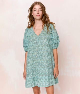 The Michaela Dress | Berry Ditsy Teal