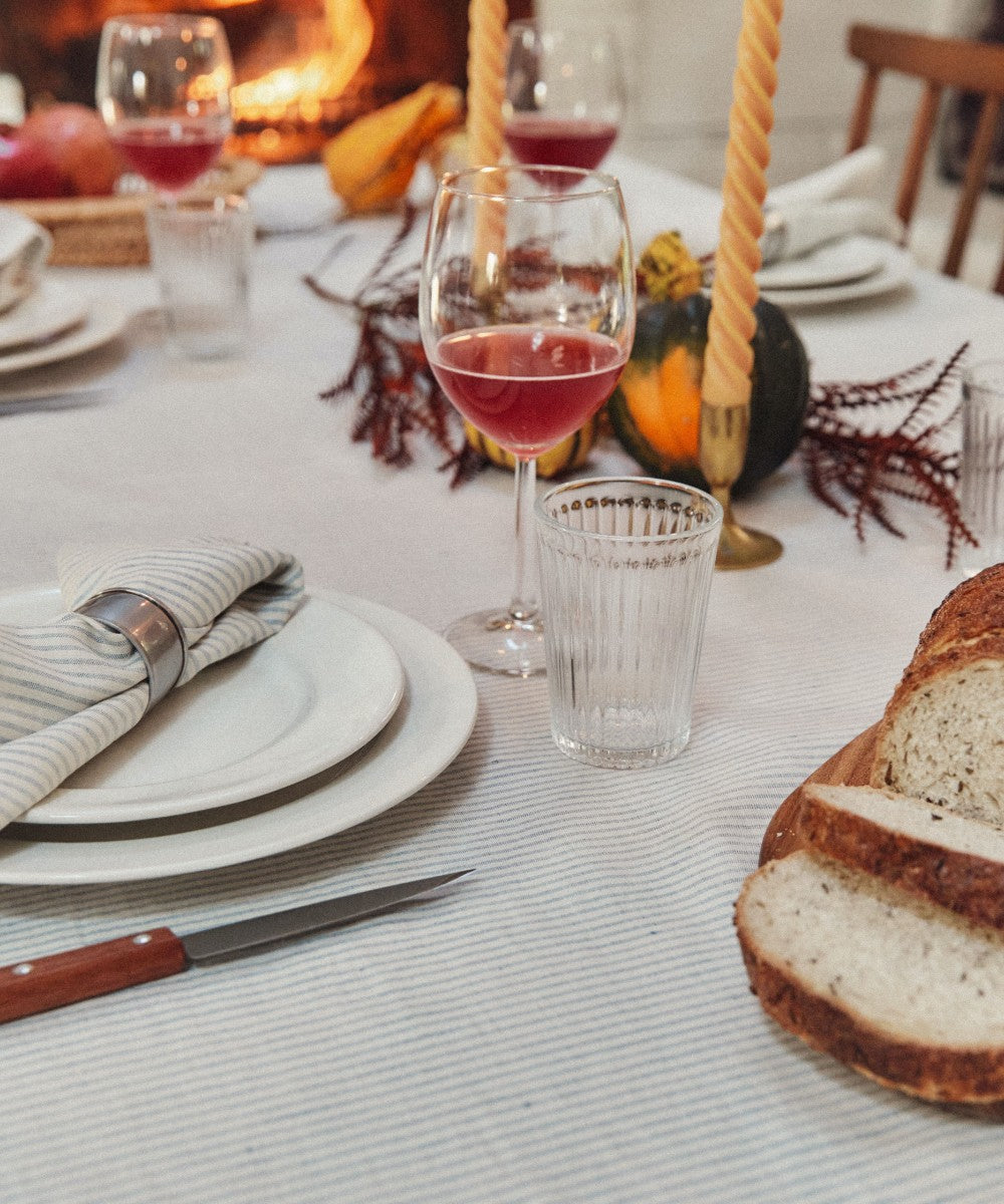 The Opal Tablecloth | Blue Harvest Stripe – Christy Dawn